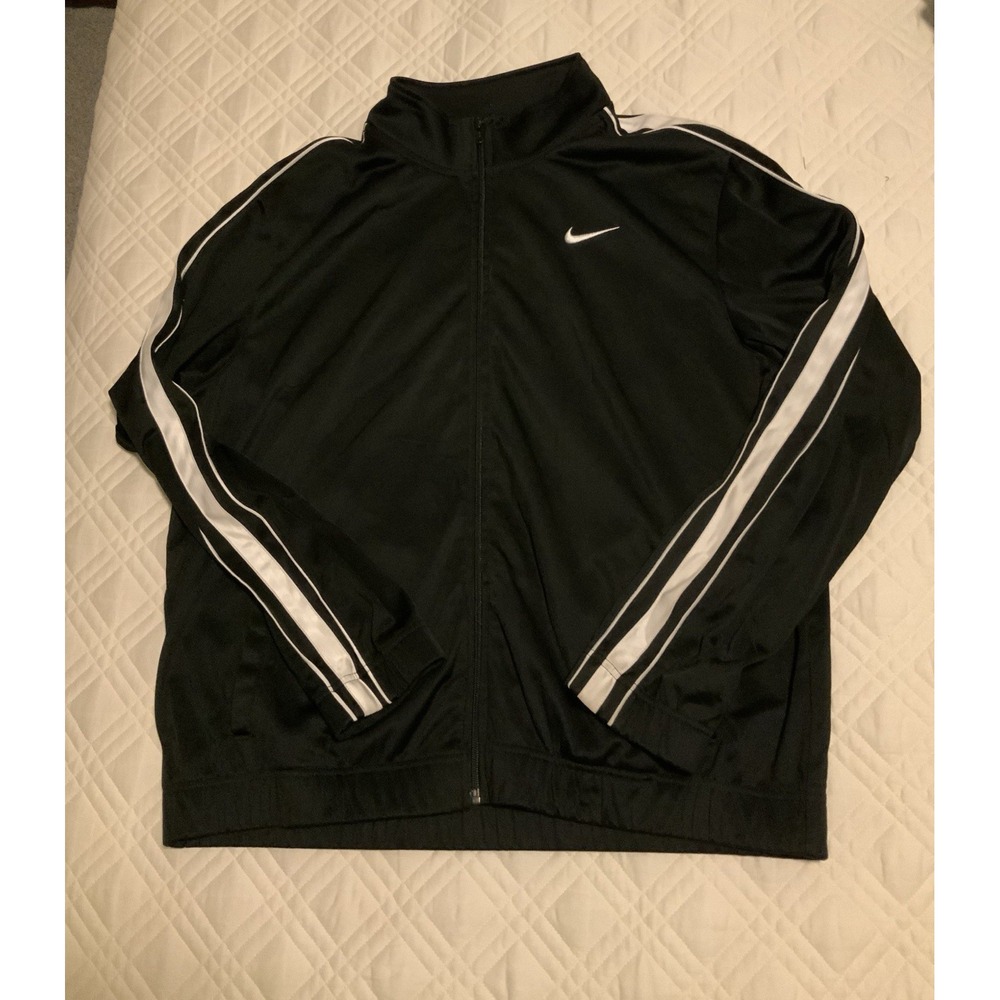 Nike Jacket Mens Large Full Zip Activewear Track Mock Neck Black Long Sleeve